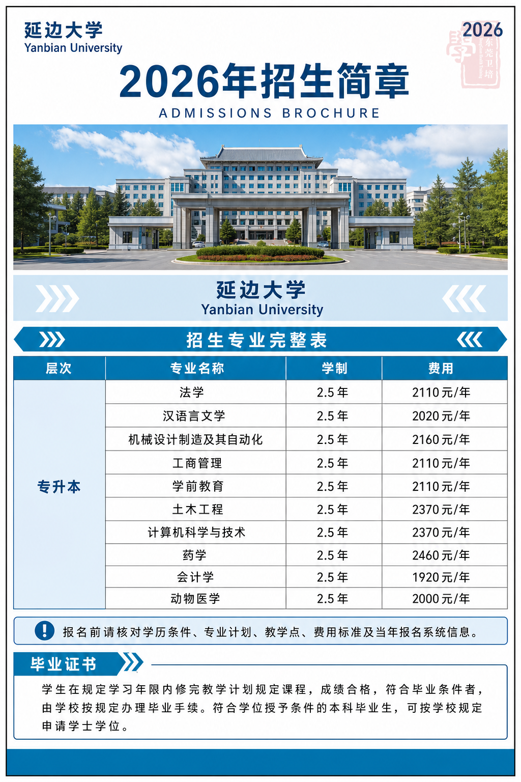 延边大学2026成人高等教育招生简章