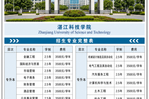 湛江科技学院2026年成人高等教育招生简章